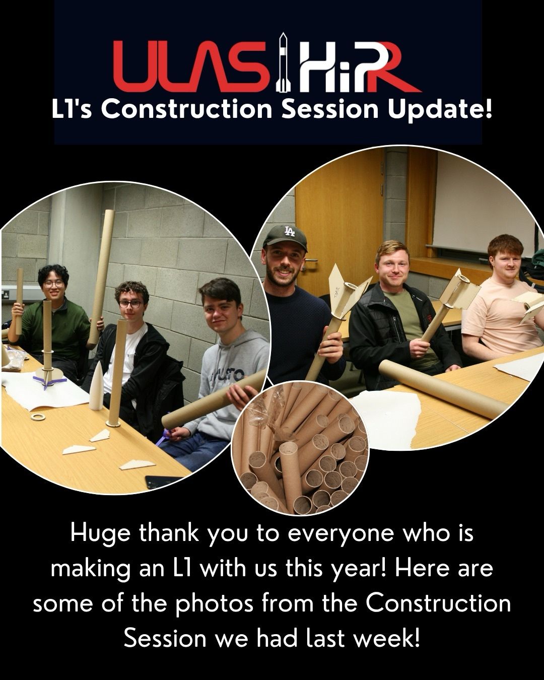 Members building their L1 rockets during the ULAS HiPR workshop